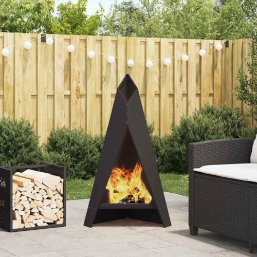 INLIFE Feuerplatz Schwarz 58 x 40 x 100 cm Kaltgewalzter Stahl,Heim & Garten,Kamine,Schwarz,9.55 KG,858916 von INLIFE