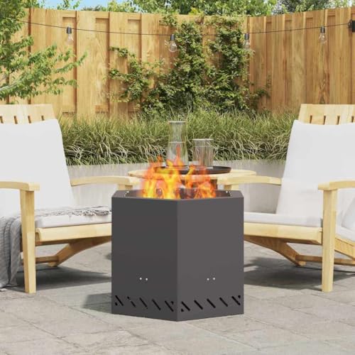 INLIFE Feuerplatz Schwarz 58 x 58 x 51 cm Kaltgewalzter Stahl,Heim & Garten,Kamine,Schwarz,13.7 KG,858980 von INLIFE
