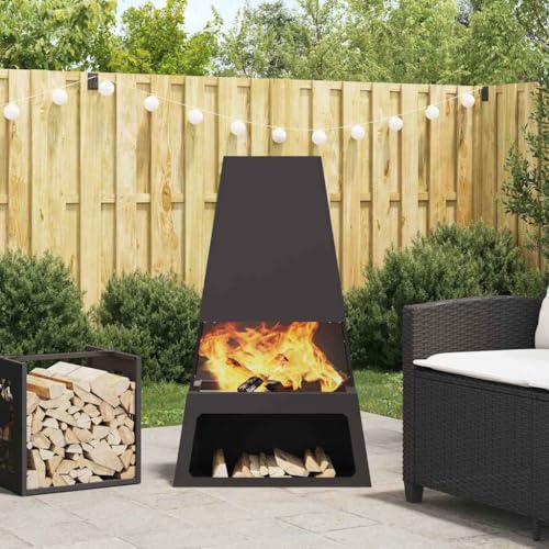 INLIFE Feuerplatz Schwarz 60 x 35 x 100 cm Kaltgewalzter Stahl,Heim & Garten,Kamine,Schwarz,13.7 KG,858938 von INLIFE