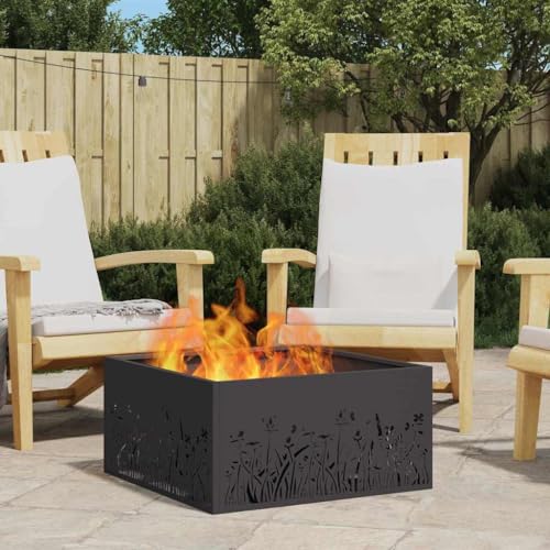INLIFE Feuerplatz Schwarz 60 x 60 x 30 cm Kaltgewalzter Stahl,Heim & Garten,Kamine,Schwarz,10.2 KG,858926 von INLIFE