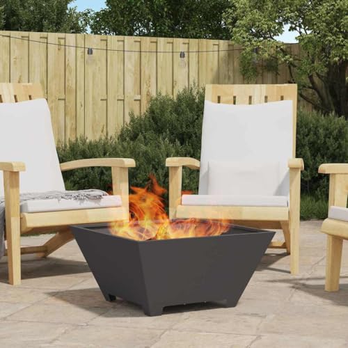 INLIFE Feuerplatz Schwarz 60 x 60 x 30 cm Kaltgewalzter Stahl,Heim & Garten,Kamine,Schwarz,6.9 KG,858966 von INLIFE