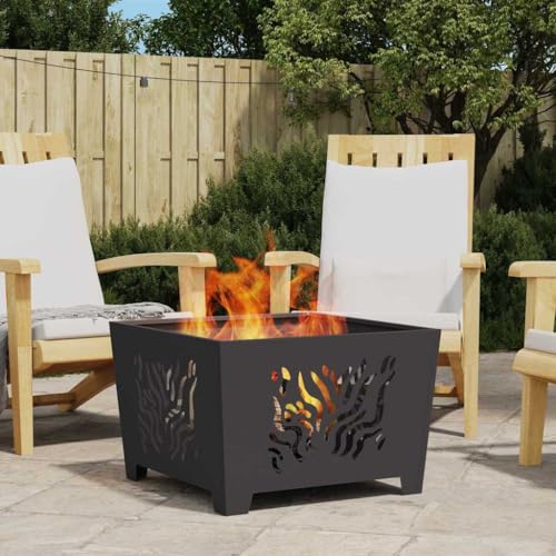 INLIFE Feuerplatz Schwarz 60 x 60 x 40 cm Kaltgewalzter Stahl,Heim & Garten,Kamine,Schwarz,8.65 KG,858914 von INLIFE