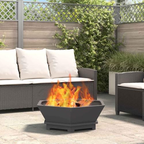 INLIFE Feuerplatz Schwarz 75 x 75 x 28 cm Kaltgewalzter Stahl,Heim & Garten,Kamine,Schwarz,11.3 KG,858996 von INLIFE