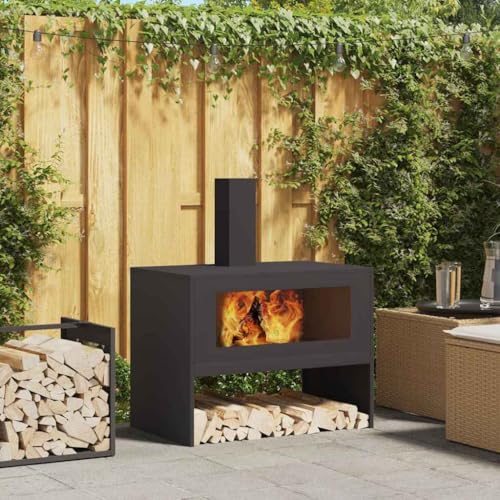 INLIFE Feuerplatz Schwarz 80 x 50 x 96 cm Kaltgewalzter Stahl,Heim & Garten,Kamine,Schwarz,17.8 KG,858936 von INLIFE