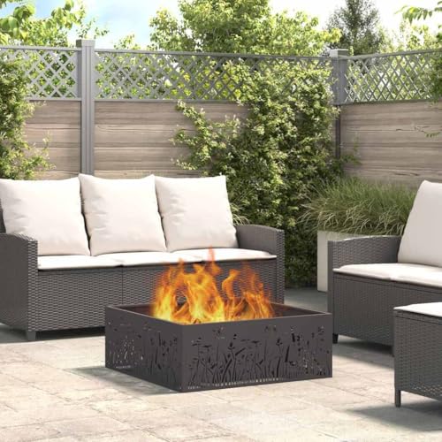 INLIFE Feuerplatz Schwarz 80 x 80 x 30 cm Kaltgewalzter Stahl,Heim & Garten,Kamine,Schwarz,14.65 KG,858928 von INLIFE