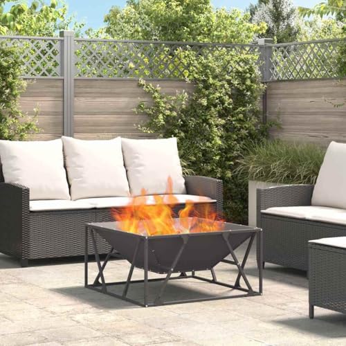INLIFE Feuerplatz Schwarz 80 x 80 x 40 cm Kaltgewalzter Stahl,Heim & Garten,Kamine,Schwarz,12.55 KG,858994 von INLIFE