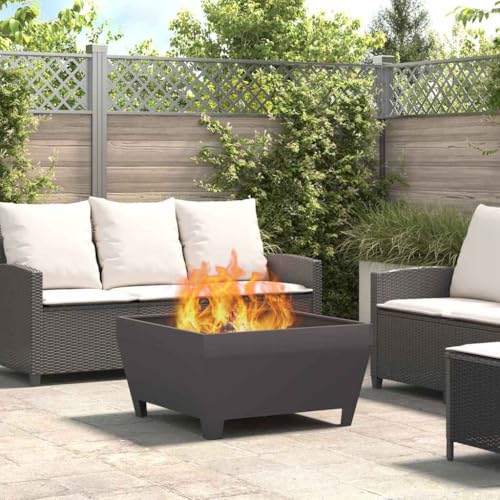 INLIFE Feuerplatz Schwarz 80 x 80 x 43 cm Kaltgewalzter Stahl,Heim & Garten,Kamine,Schwarz,14.1 KG,858944 von INLIFE