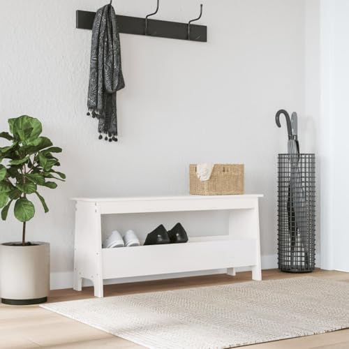 INLIFE Flurbank Weiß 100x28x45 cm Massivholz Kiefer,Möbel,Sitzbänke,Truhen- & Flurbänke,Weiß,8.66 KG,837383 von INLIFE