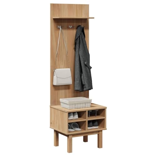 INLIFE Flurgarderobe OTTA 50x40x160 cm Massivholz Kiefer,Möbel,Schränke,Kleiderschränke,Braun,15.35 KG,4013463 von INLIFE