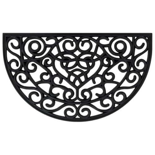 INLIFE Fußmatte Halbrund 45x75 cm Gummi,Heim & Garten,Dekoration,Fußmatten,Schwarz,2.7 KG,155661 von INLIFE