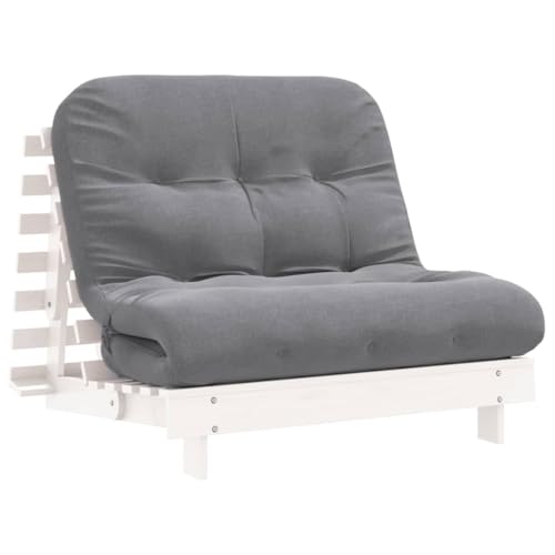 INLIFE Futon Schlafsofa mit Matratze Weiß 100x206x11 cm Kiefernholz,Möbel,Futons,Weiß,23.75 KG,846767 von INLIFE
