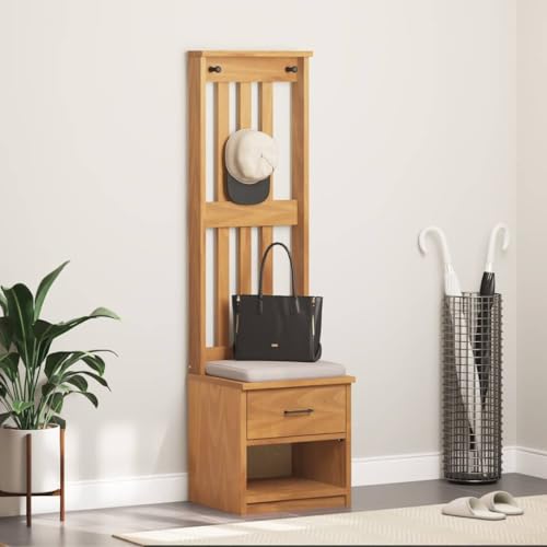 INLIFE Garderobenständer SANDNES 45x40x159,5 cm Massivholz Kiefer,Möbel,Sitzbänke,Truhen- & Flurbänke,Braun,14.42 KG,4010481 von INLIFE