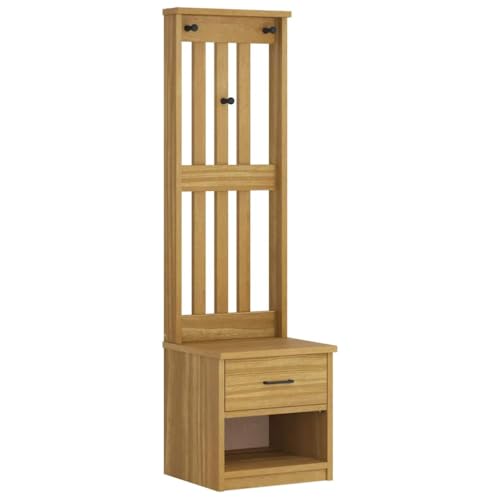 INLIFE Garderobenständer SANDNES 45x40x159,5 cm Massivholz Kiefer,Möbel,Sitzbänke,Truhen- & Flurbänke,Braun,14.5 KG,4010482 von INLIFE