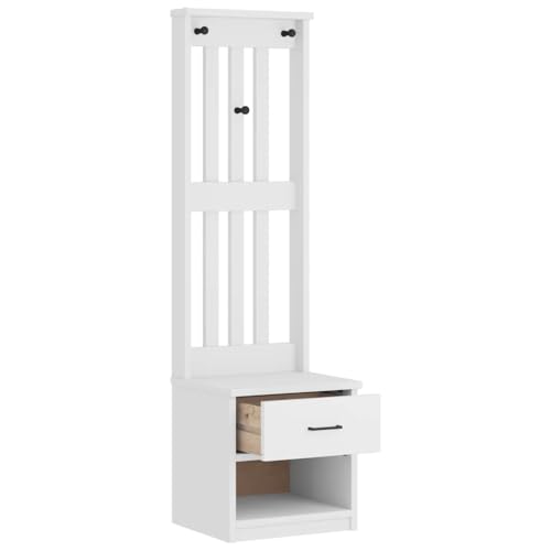 INLIFE Garderobenständer SANDNES Weiß 45x40x159,5 cm Massivholz Kiefer,Möbel,Sitzbänke,Truhen- & Flurbänke,Weiß,18.9 KG,4010483 von INLIFE