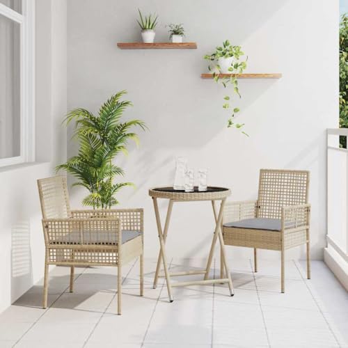 INLIFE Garten Bistro Set 3 pcs Beige Poly Rattan,Möbel,Gartenmöbel,Gartenmöbel-Sets,Beige,19.68 KG,3334965 von INLIFE