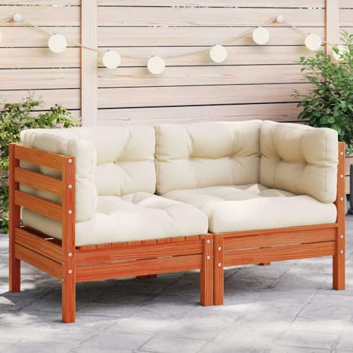 INLIFE Garten-Ecksofa mit Kissen 2 STK. Wachsbraun Massivholz Kiefer,Möbel,Gartenmöbel,Gartensitzmöbel,Gartensofaelemente,Braun,23 KG,838154 von INLIFE