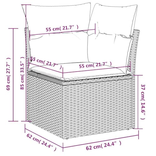 INLIFE Garten-Ecksofa mit Kissen Beige Poly Rattan,Möbel,Gartenmöbel,Gartensitzmöbel,Gartensofas,Beige,9.5 KG,366086 von INLIFE