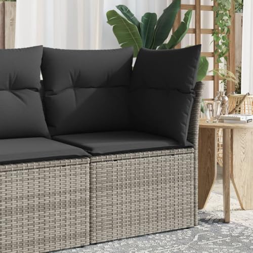 INLIFE Garten-Ecksofa mit Kissen Grau Poly Rattan,Möbel,Gartenmöbel,Gartensitzmöbel,Gartensofas,Grau,9.8 KG,366113 von INLIFE