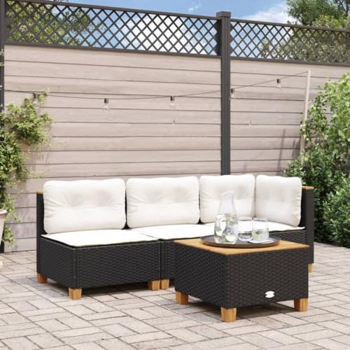 INLIFE Garten-Ecksofa mit Kissen Schwarz Poly Rattan,Möbel,Gartenmöbel,Gartensitzmöbel,Gartensofas,Schwarz,10.8 KG,365902 von INLIFE