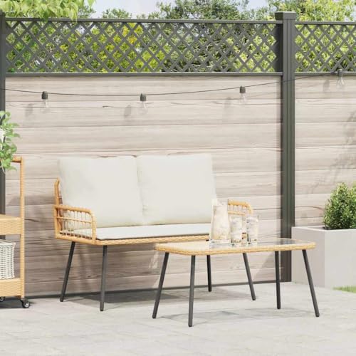 INLIFE Garten Essgruppe 2 pcs Natur Poly-Rattan,Möbel,Gartenmöbel,Gartenmöbel-Sets,Beige,20.8 KG,3328647 von INLIFE