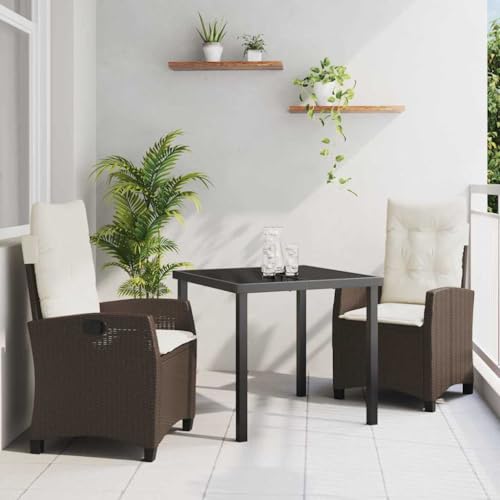 INLIFE Garten Essgruppe 3 pcs Braun Poly-Rattan,Möbel,Gartenmöbel,Gartenmöbel-Sets,Braun,37.6 KG,3380379 von INLIFE