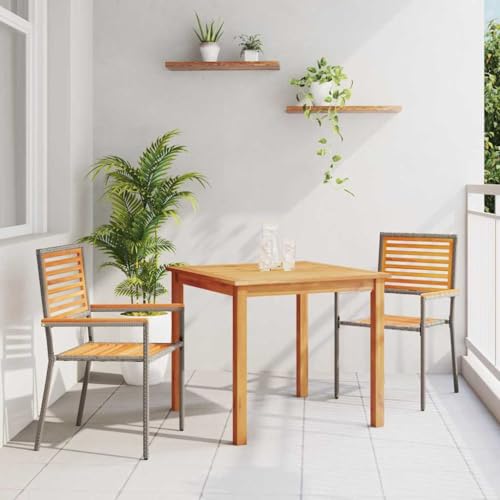 INLIFE Garten Essgruppe 3 pcs Grau Poly Rattan,Möbel,Gartenmöbel,Gartenmöbel-Sets,Grau,29.3 KG,3365512 von INLIFE