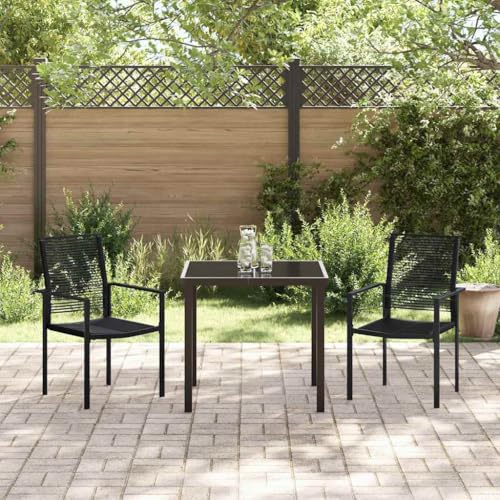INLIFE Garten Essgruppe 3 pcs Schwarz PVC-Rattan,Möbel,Gartenmöbel,Gartenmöbel-Sets,Schwarz,27.02 KG,3379163 von INLIFE