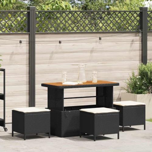 INLIFE Garten Essgruppe 4 pcs Schwarz Poly Rattan,Möbel,Gartenmöbel,Gartenmöbel-Sets,Schwarz,24.6 KG,42007922 von INLIFE