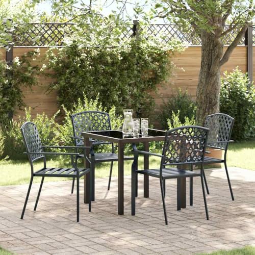 INLIFE Garten Essgruppe 5 pcs Anthrazit Stahl,Möbel,Gartenmöbel,Gartenmöbel-Sets,Anthrazit,42.7 KG,3379304 von INLIFE