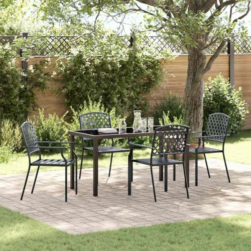 INLIFE Garten Essgruppe 5 pcs Anthrazit Stahl,Möbel,Gartenmöbel,Gartenmöbel-Sets,Anthrazit,47.95 KG,3379305 von INLIFE