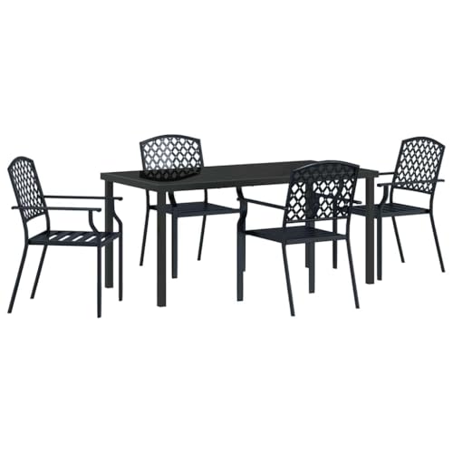 INLIFE Garten Essgruppe 5 pcs Anthrazit Stahl,Möbel,Gartenmöbel,Gartenmöbel-Sets,Anthrazit,52 KG,3379306 von INLIFE