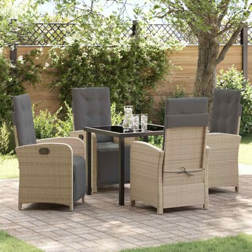 INLIFE Garten Essgruppe 5 pcs Beige Poly-Rattan,Möbel,Gartenmöbel,Gartenmöbel-Sets,Beige,58.4 KG,3380338 von INLIFE