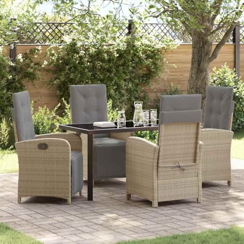 INLIFE Garten Essgruppe 5 pcs Beige Poly-Rattan,Möbel,Gartenmöbel,Gartenmöbel-Sets,Beige,63.65 KG,3380339 von INLIFE