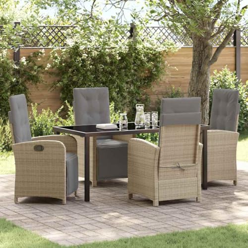 INLIFE Garten Essgruppe 5 pcs Beige Poly-Rattan,Möbel,Gartenmöbel,Gartenmöbel-Sets,Beige,67.7 KG,3380340 von INLIFE