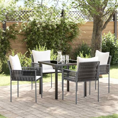 INLIFE Garten Essgruppe 5 pcs Braun Poly Rattan,Möbel,Gartenmöbel,Gartenmöbel-Sets,Braun,43.3 KG,3379094 von INLIFE
