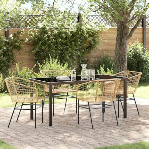 INLIFE Garten Essgruppe 5 pcs Braun Poly-Rattan,Möbel,Gartenmöbel,Gartenmöbel-Sets,Braun,48.5 KG,3380900 von INLIFE
