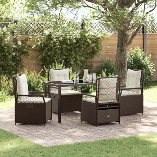 INLIFE Garten Essgruppe 5 pcs Braun Poly-Rattan,Möbel,Gartenmöbel,Gartenmöbel-Sets,Braun,62.25 KG,3380990 von INLIFE