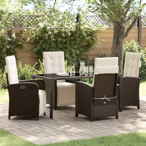INLIFE Garten Essgruppe 5 pcs Braun Poly-Rattan,Möbel,Gartenmöbel,Gartenmöbel-Sets,Braun,66.1 KG,3380319 von INLIFE