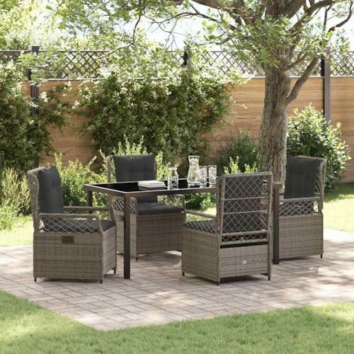INLIFE Garten Essgruppe 5 pcs Grau Poly-Rattan,Möbel,Gartenmöbel,Gartenmöbel-Sets,Grau,67.7 KG,3380998 von INLIFE