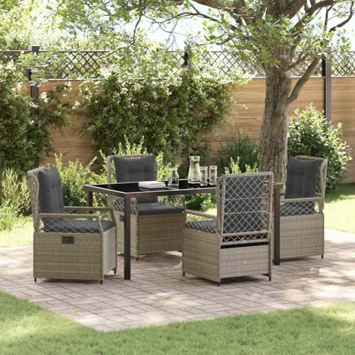 INLIFE Garten Essgruppe 5 pcs Hellgrau Poly-Rattan,Möbel,Gartenmöbel,Gartenmöbel-Sets,Hellgrau,66.3 KG,3381019 von INLIFE