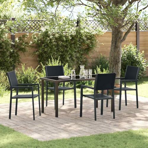 INLIFE Garten Essgruppe 5 pcs Schwarz Poly Rattan,Möbel,Gartenmöbel,Gartenmöbel-Sets,Schwarz,51.5 KG,3379151 von INLIFE