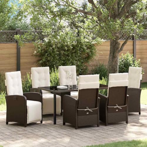 INLIFE Garten Essgruppe 7 pcs Braun Poly-Rattan,Möbel,Gartenmöbel,Gartenmöbel-Sets,Braun,86.5 KG,3380320 von INLIFE