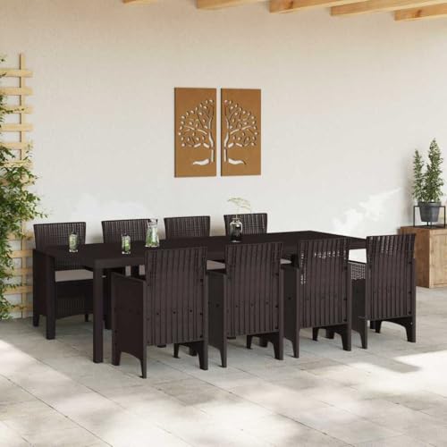 INLIFE Garten Essgruppe 9 pcs Braun Polt Rattan,Möbel,Gartenmöbel,Gartenmöbel-Sets,Braun,74.3 KG,3378738 von INLIFE