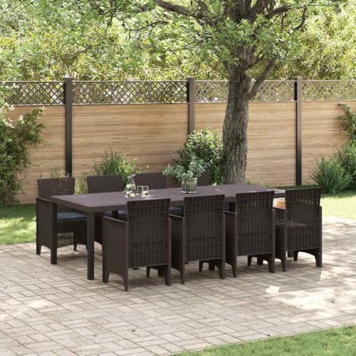 INLIFE Garten Essgruppe 9 pcs Braun Polt Rattan,Möbel,Gartenmöbel,Gartenmöbel-Sets,Braun,74.3 KG,3378740 von INLIFE