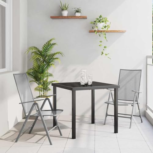 INLIFE Garten Essgruppe Falten 3 pcs Anthrazit Stahl,Möbel,Gartenmöbel,Gartenmöbel-Sets,Anthrazit,32 KG,3379289 von INLIFE