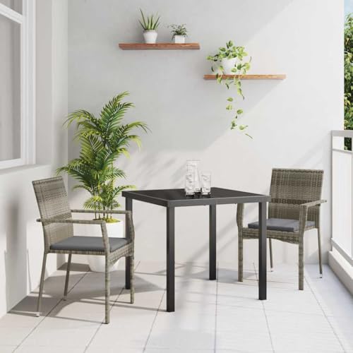 INLIFE Garten Essgruppe mit Kissen 3 pcs Grau Poly Rattan,Möbel,Gartenmöbel,Gartenmöbel-Sets,Grau,27 KG,3380092 von INLIFE