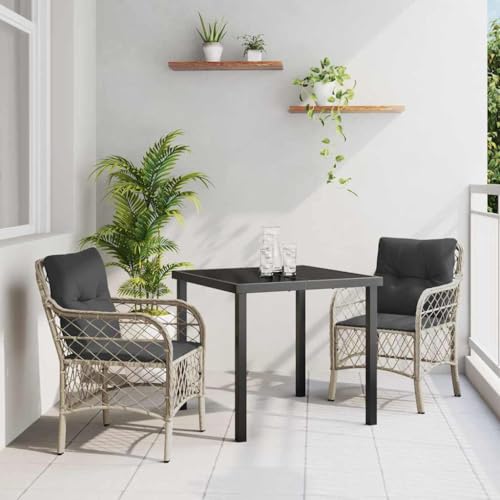 INLIFE Garten Essgruppe mit Kissen 3 pcs Hellgrau Poly Rattan,Möbel,Gartenmöbel,Gartenmöbel-Sets,Hellgrau,30.6 KG,3380239 von INLIFE
