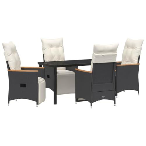 INLIFE Garten Essgruppe mit Kissen 5 pcs Schwarz Poly Rattan,Möbel,Gartenmöbel,Gartenmöbel-Sets,Schwarz,63.25 KG,3379613 von INLIFE