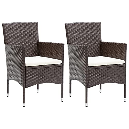 INLIFE Garten-Essstühle 2 STK. Poly Rattan Braun,Möbel,Gartenmöbel,Gartensitzmöbel,Gartenstühle,Braun,13.2 KG,318496 von INLIFE