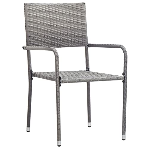 INLIFE Garten-Essstühle 2 STK. Stapelbar Grau Polyrattan,Möbel,Gartenmöbel,Gartensitzmöbel,Gartenstühle,Grau,9.6 KG,318699 von INLIFE